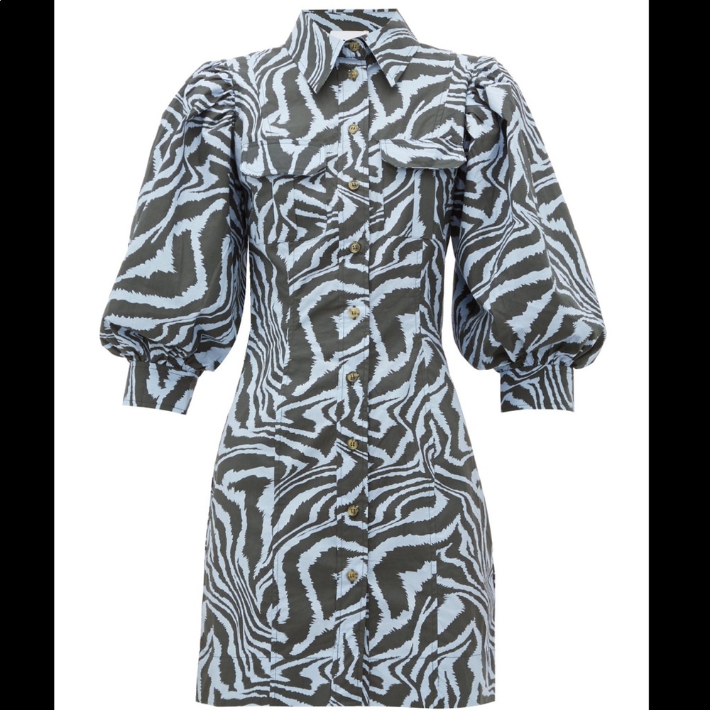 NWT Ganni Printed Poplin Dress - Picture 2 of 13